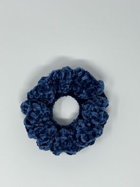 Sparkly Royal Blue Crochet Scrunchie